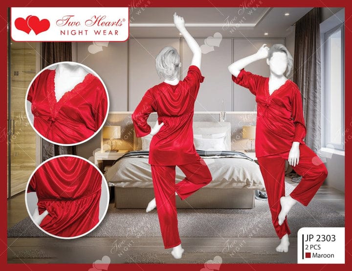 Two Hearts 2 piece Silk Pajama Shirt And Soft Fabric