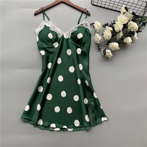 Polka Dots Satin Silk 1PCS Nighty