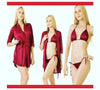 THREE PIECE Silk Nightwear & Lingerie with Short Gown (TWO HEARTS )