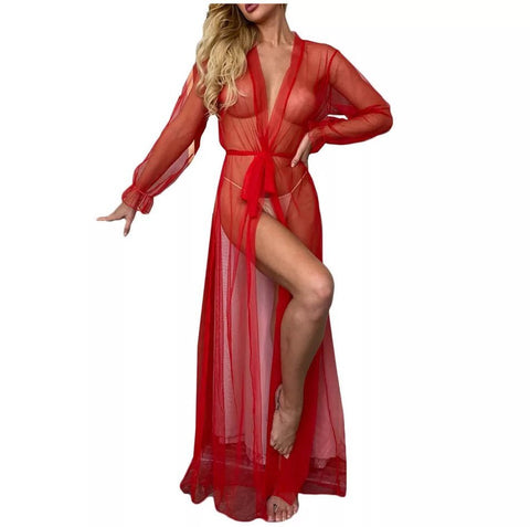 Restock Transparent Net Long Gown Nighty - Mighty Nighties