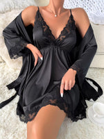 Elegant Soft Silk Nighty with Gown