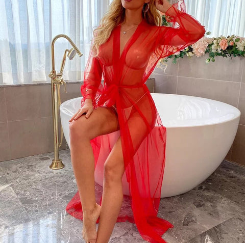 Restock Transparent Net Long Gown Nighty - Mighty Nighties