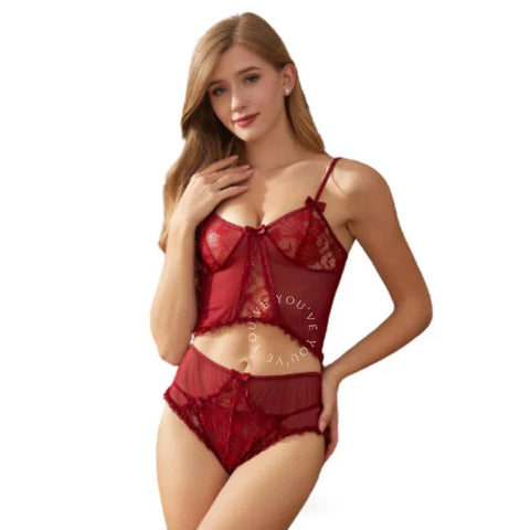 Women'S Lingerie Plus Size Wireless Lace Bra Set High Waist Crochet Costumes - Mighty Nighties