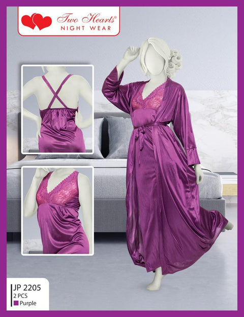 Two Hearts 2 Piece Silk Nighty