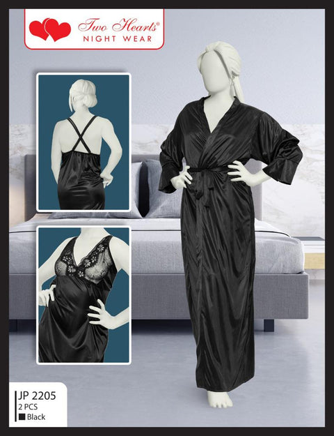 Two Hearts 2 Piece Silk Nighty