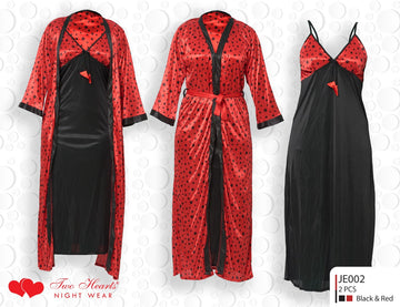 Two Hearts 2 Piece Silk Nighty