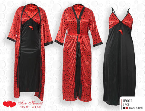 Two Hearts 2 Piece Silk Nighty - Mighty Nighties