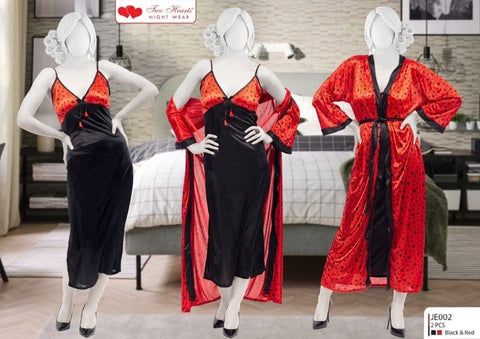 Two Hearts 2 Piece Silk Nighty - Mighty Nighties