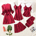 5 Piece Royal Bridal Silk  Nightgown Set