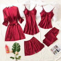 5 Piece Royal Bridal Silk  Nightgown Set