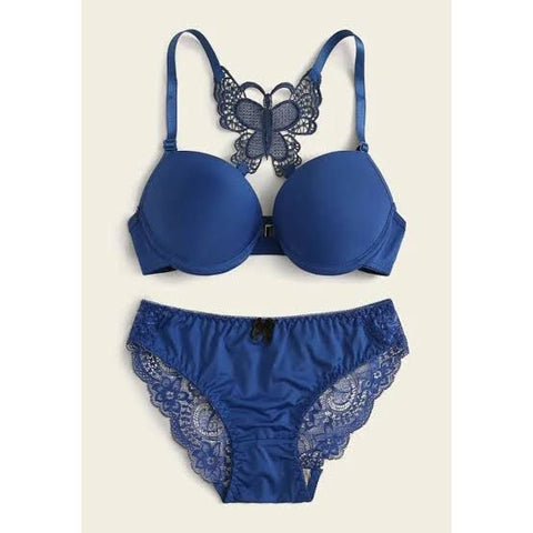 Butterfly Lace Padded Bra Panty Set
