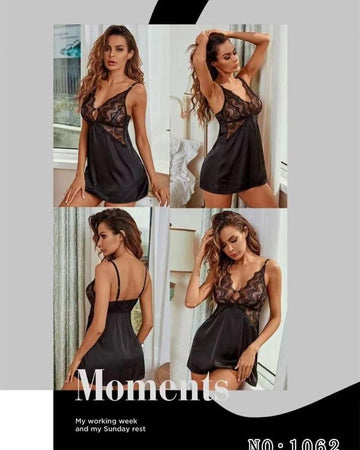 Women Sulk Nighty With Front Net Lace