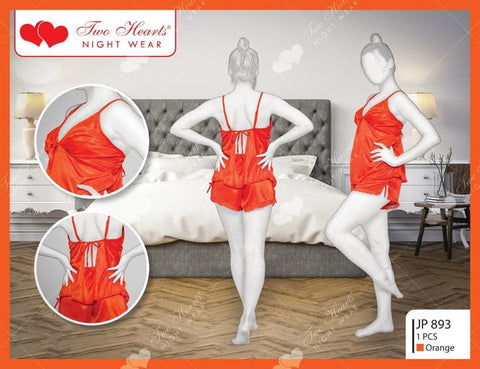 Two Hearts 2 Piece Silk Short Nighty