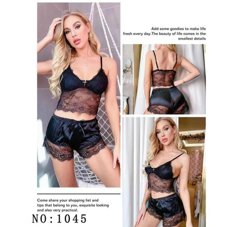 Women 2 piece silk And Net sexy Nighty flexible stuff - Mighty Nighties